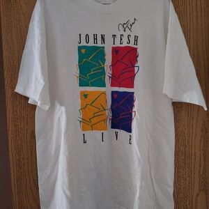 Autographed John Tesh White Graphic T-Shirt XL